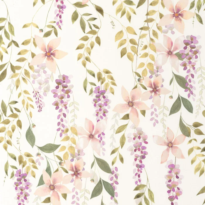 Wallpaper Collection CASASECO - Wisteria- Parme / vert mousse